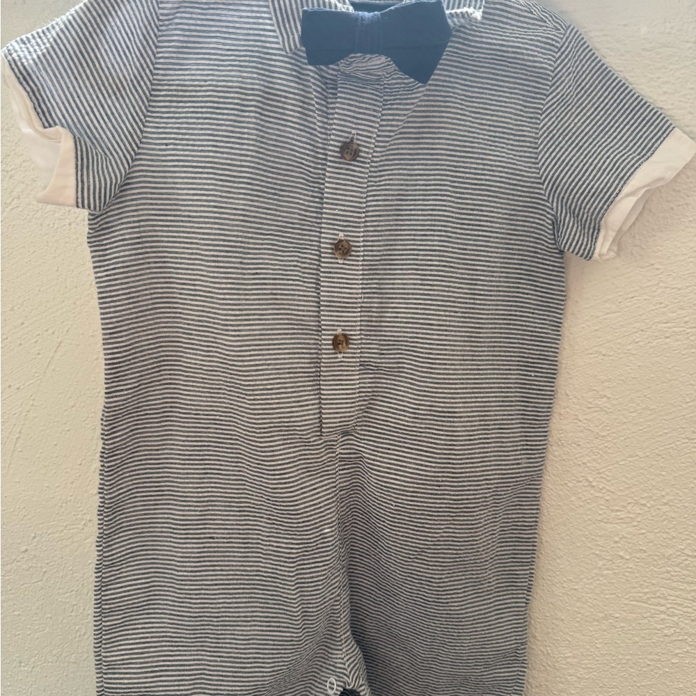 Andy & Evan Navy and White Striped Romper